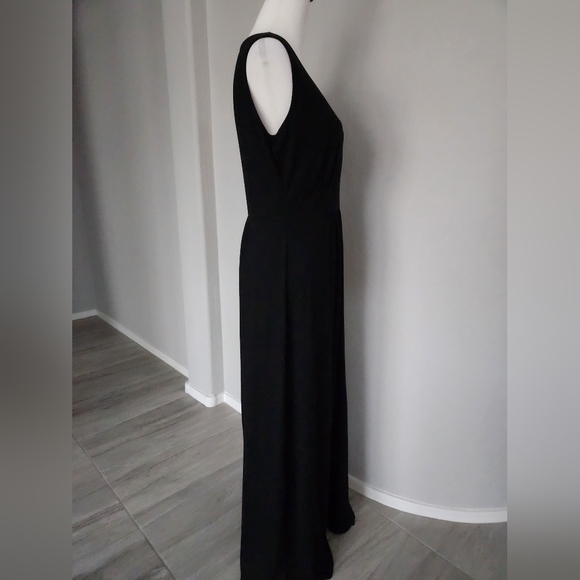 Woosea Sleeveless Maxi Cross Over V-neck Black High Panel Waist Gathered Size L - Picture 9 of 13